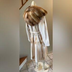Sable Hooded White Gold Sheared Female Mink Fur Coat Belted  NWT🏷️